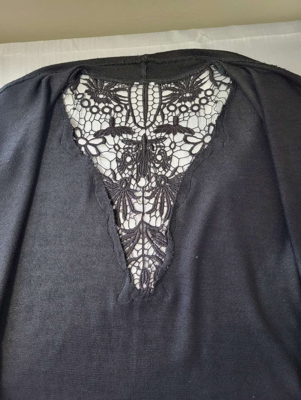 Kismet Black Open-Front Cardigan with Lace Back, Size Large - Picture 3 of 5